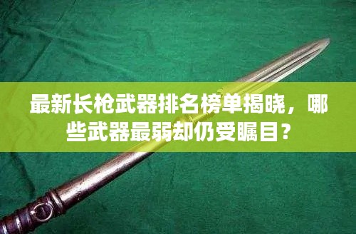 最新长枪武器排名榜单揭晓,哪些武器最弱却仍受瞩目?