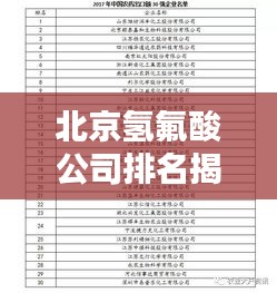 北京氢氟酸公司排名揭晓,行业影响力不容小觑
