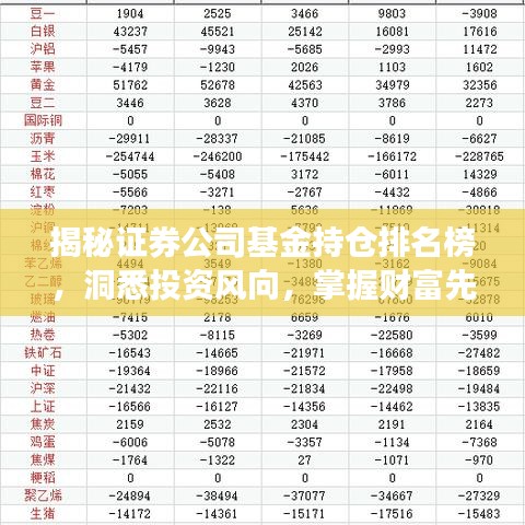 揭秘证券公司基金持仓排名榜，洞悉投资风向，掌握财富先机！